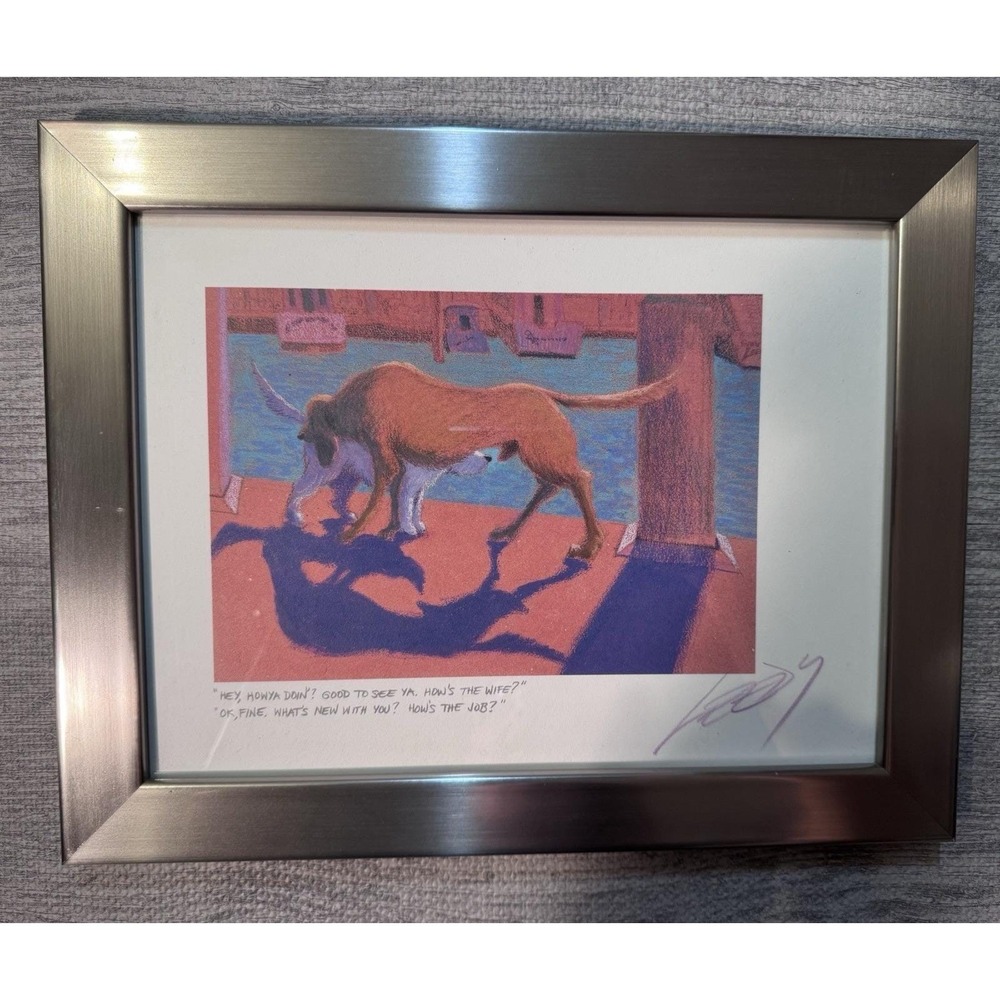 1996 Jeff Leedy Signed Dog Art Print "Hey Howya Doin" Funny Framed 11x14 - Picture 7 of 16